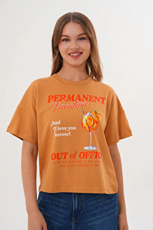 Kadın Permanent Vacation Taba T-Shirt
