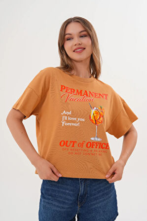 Kadın Permanent Vacation Taba T-Shirt