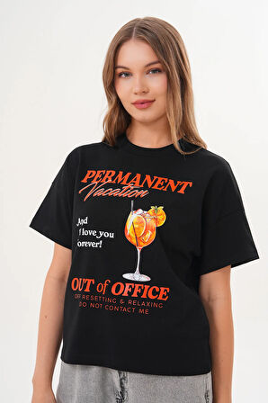 Kadın Permanent Vacation Siyah T-Shirt