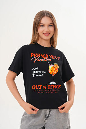 Kadın Permanent Vacation Siyah T-Shirt
