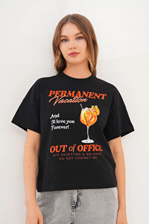 Kadın Permanent Vacation Siyah T-Shirt