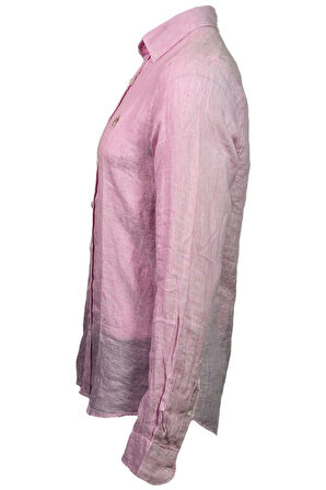 Campione 1709728 Erkek Çizgili Keten Gömlek Pink