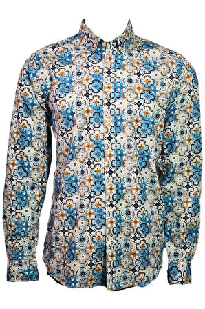 Campione 1709832 Erkek Desenli Gömlek Turquoise