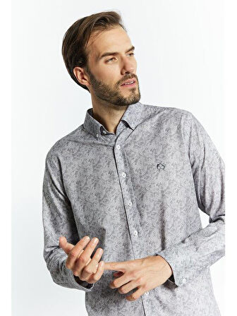 Campione 3709406 Erkek Desenli Gömlek Grey