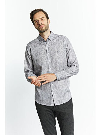 Campione 3709406 Erkek Desenli Gömlek Grey