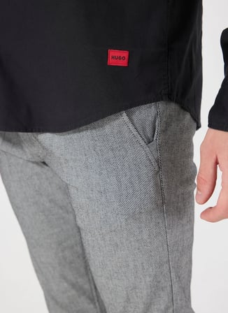 Hugo Slim Fit Siyah Düz Erkek Gömlek 50500216_Ermo 10252145 01