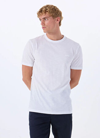 Boss Bisiklet Yaka Beyaz Erkek T-Shirt Tegood