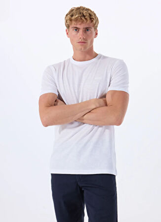 Boss Bisiklet Yaka Beyaz Erkek T-Shirt Tegood