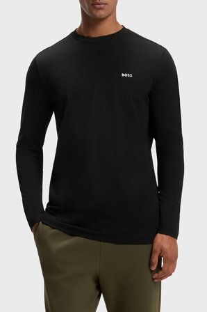 Boss Logolu Regular Fit Bisiklet Yaka Uzun Kollu T Shirt Erkek T SHİRT 50506365 001 SİYAH