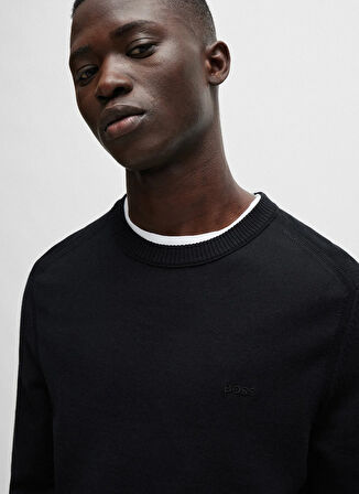 Boss Bisiklet Yaka Regular Fit Siyah Erkek Kazak Asac_C