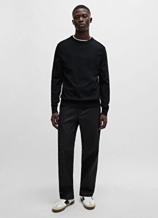 Boss Bisiklet Yaka Regular Fit Siyah Erkek Kazak Asac_C