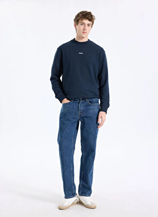 Boss Bisiklet Yaka Lacivert Erkek Sweatshırt WeSmallcrew