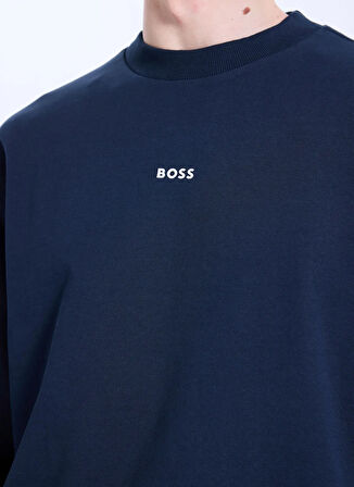Boss Bisiklet Yaka Lacivert Erkek Sweatshırt WeSmallcrew