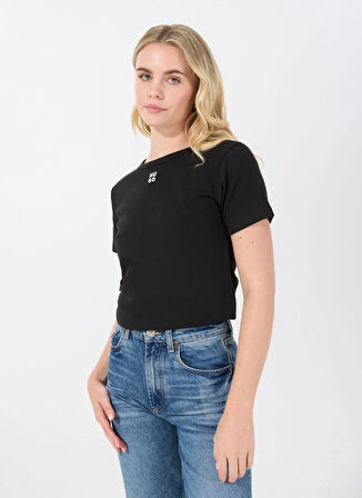 Hugo Bisiklet Yaka Düz Siyah Kadın T-Shirt 50512002