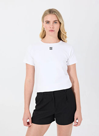 Hugo Bisiklet Yaka Düz Beyaz Kadın T-Shirt 50512002