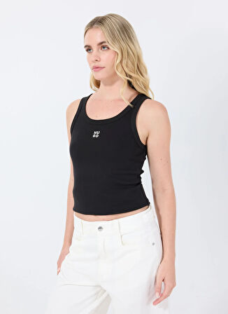 Hugo Bisiklet Yaka Düz Siyah Kadın Atlet 50514489