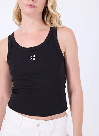 Hugo Bisiklet Yaka Düz Siyah Kadın Atlet 50514489