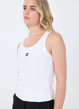 Hugo Bisiklet Yaka Düz Beyaz Kadın Atlet 50514489