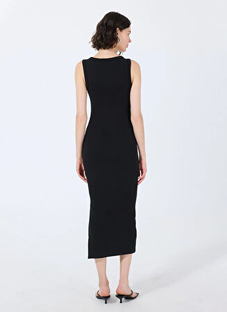 Siyah Kadın Bisiklet Yaka Slim Fit Elbise 50514521