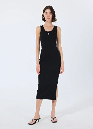 Siyah Kadın Bisiklet Yaka Slim Fit Elbise 50514521