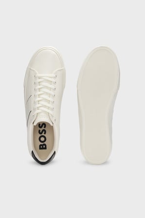 Boss Logolu Deri Sneaker Ayakkabı Erkek AYAKKABI 50522833 101 BEYAZ