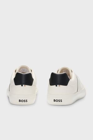 Boss Logolu Deri Sneaker Ayakkabı Erkek AYAKKABI 50522833 101 BEYAZ