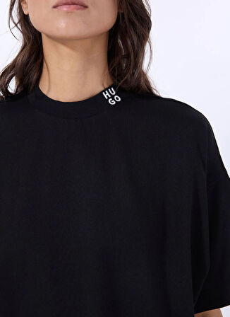 Hugo Bisiklet Yaka Düz Siyah Kadın T-Shirt 50520187