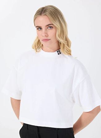 Hugo Bisiklet Yaka Düz Beyaz Kadın T-Shirt 50520187