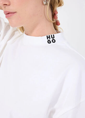 Hugo Bisiklet Yaka Düz Beyaz Kadın T-Shirt 50520187