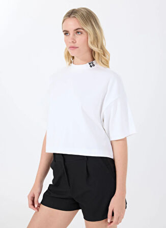 Hugo Bisiklet Yaka Düz Beyaz Kadın T-Shirt 50520187