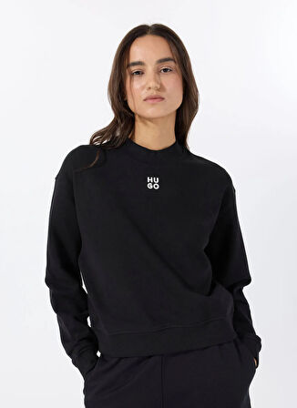 Hugo Bisiklet Yaka Düz Siyah Kadın Sweatshırt 50527463