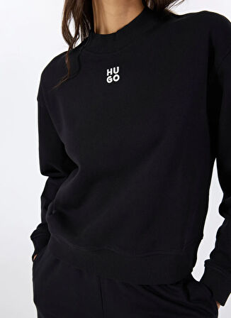 Hugo Bisiklet Yaka Düz Siyah Kadın Sweatshırt 50527463