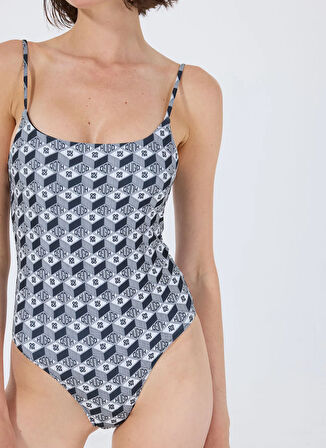 Çok Renkli Kadın Kare Yaka Normal Kalıp Desenli Mayo 50540652