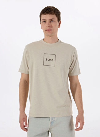 Boss Bisiklet Yaka Bej Erkek T-Shirt Te_linenlogo