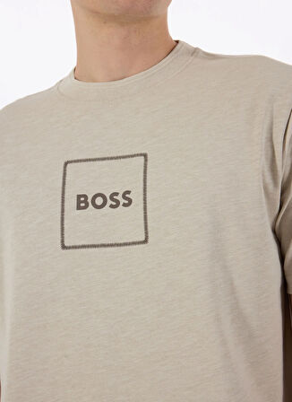 Boss Bisiklet Yaka Bej Erkek T-Shirt Te_linenlogo