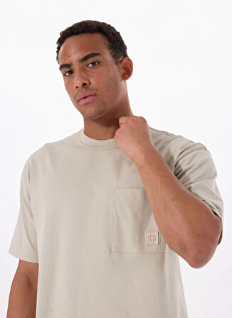 Boss Bisiklet Yaka Bej Erkek T-Shirt Te_cotton