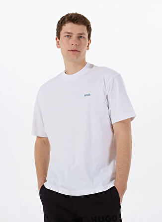 Boss Bisiklet Yaka Beyaz Erkek T-Shirt Te_numbers