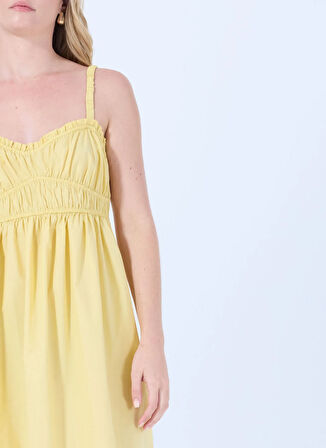 Boss Kare Yaka Düz Sarı Standart Kadın Elbise 50537919