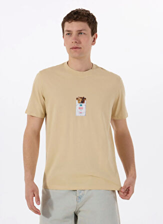 Hugo Bisiklet Yaka Düz Bej Erkek T-Shirt 50530683_Dilesses 10266462 01