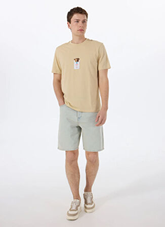 Hugo Bisiklet Yaka Düz Bej Erkek T-Shirt 50530683_Dilesses 10266462 01