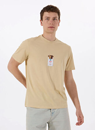 Hugo Bisiklet Yaka Düz Bej Erkek T-Shirt 50530683_Dilesses 10266462 01