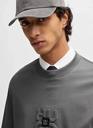 Hugo Bisiklet Yaka Düz Gri Erkek T-Shirt 50535499_Debostac 10261766 01