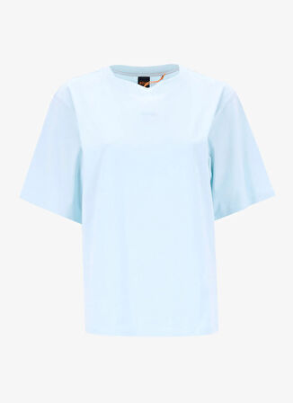 Boss Bisiklet Yaka Düz Mavi Kadın T-Shirt 50523256