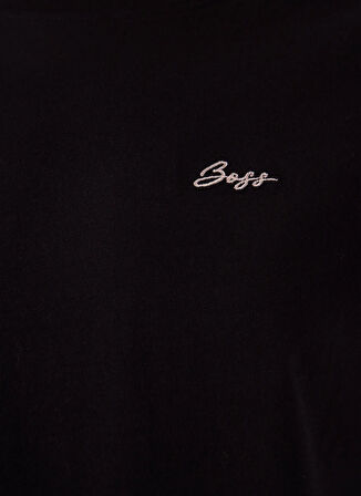 Boss Bisiklet Yaka Düz Siyah Kadın T-Shirt 50536628