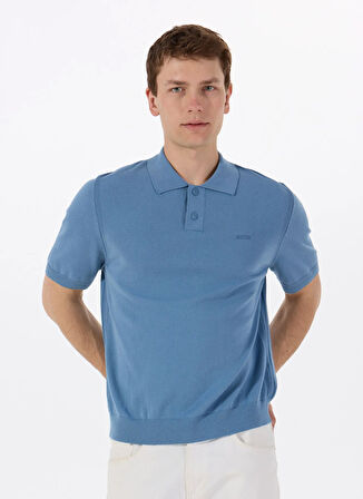 Boss Polo Yaka Regular Fit Mavi Erkek Kazak Asac_P