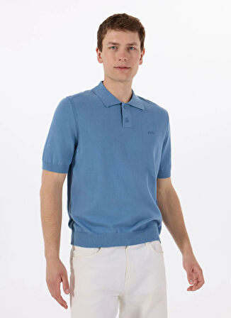 Boss Polo Yaka Regular Fit Mavi Erkek Kazak Asac_P