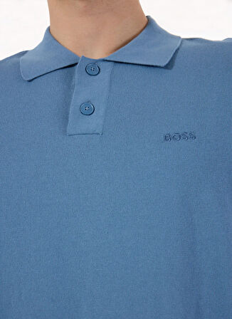 Boss Polo Yaka Regular Fit Mavi Erkek Kazak Asac_P
