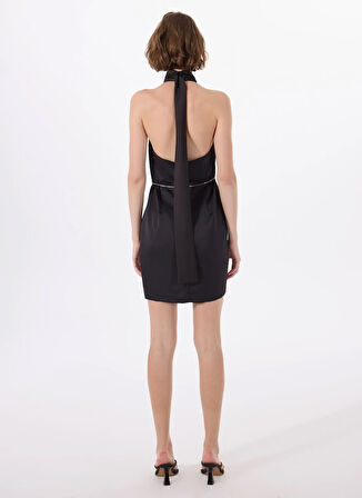 Hugo Dik Yaka Düz Siyah Kısa Kadın Elbise 50536440