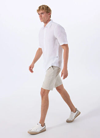 Bej Erkek Normal Bel Slim Fit Şort Chino_Slim_Shorts