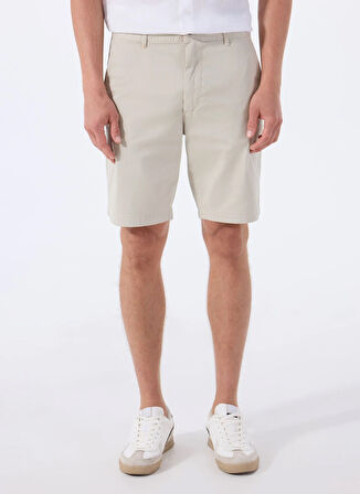 Bej Erkek Normal Bel Slim Fit Şort Chino_Slim_Shorts